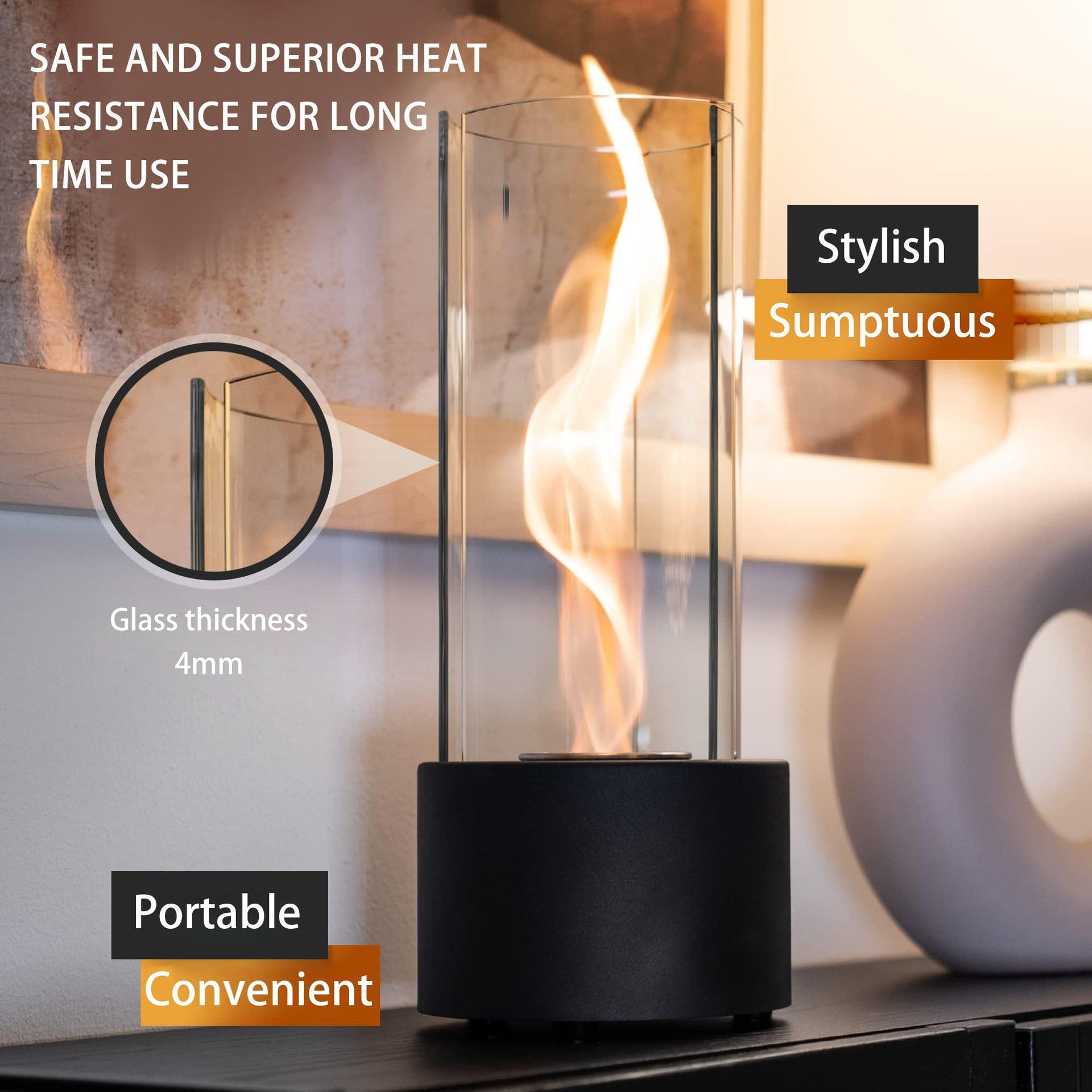 Rotating Real Fire Alcohol Fireplace Lamp Metal Circle