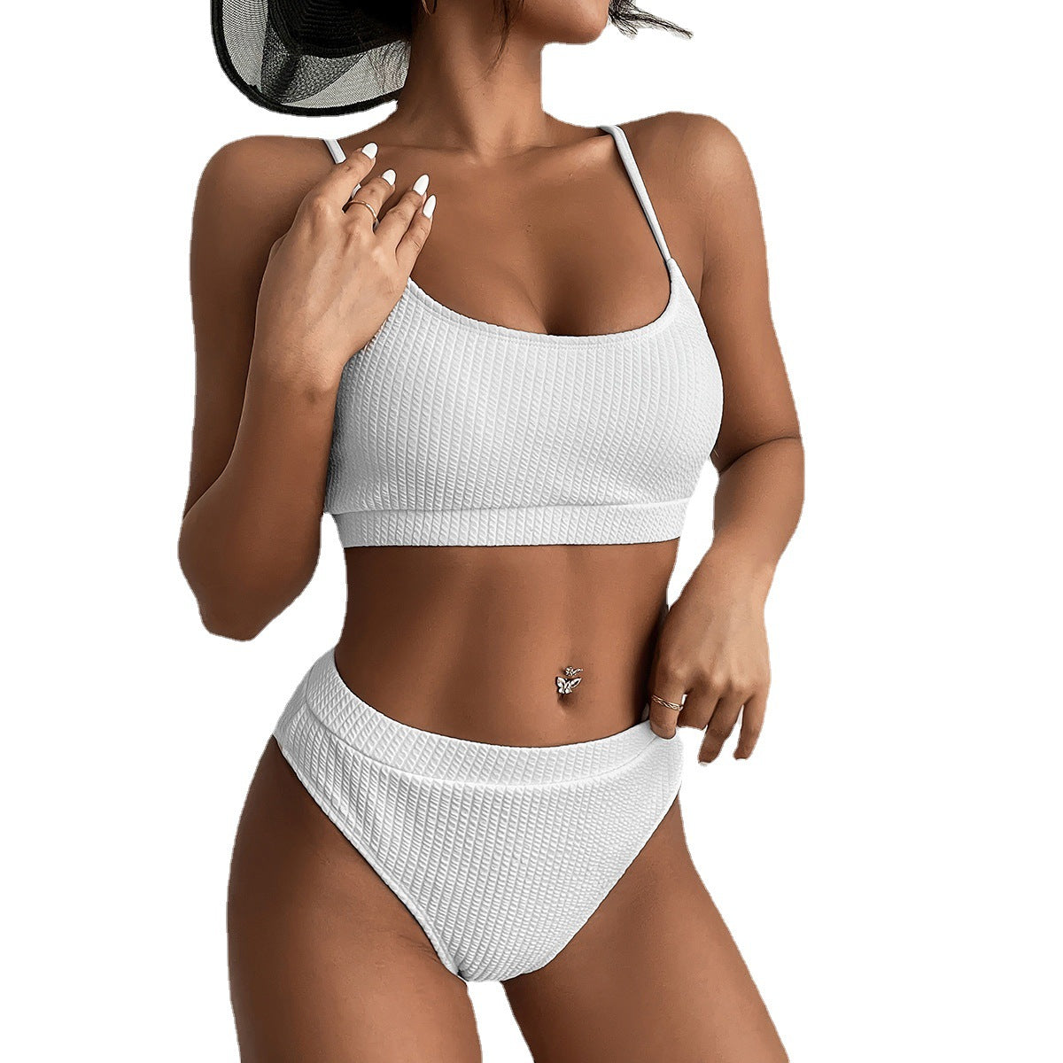 High Waist Bikini Swimwear Women Swimsuit New Push Up Biquini Ribbed Bathing Suit Women Sexy High Class Cut Bikinis Set