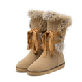 Real fur flat ankle boots