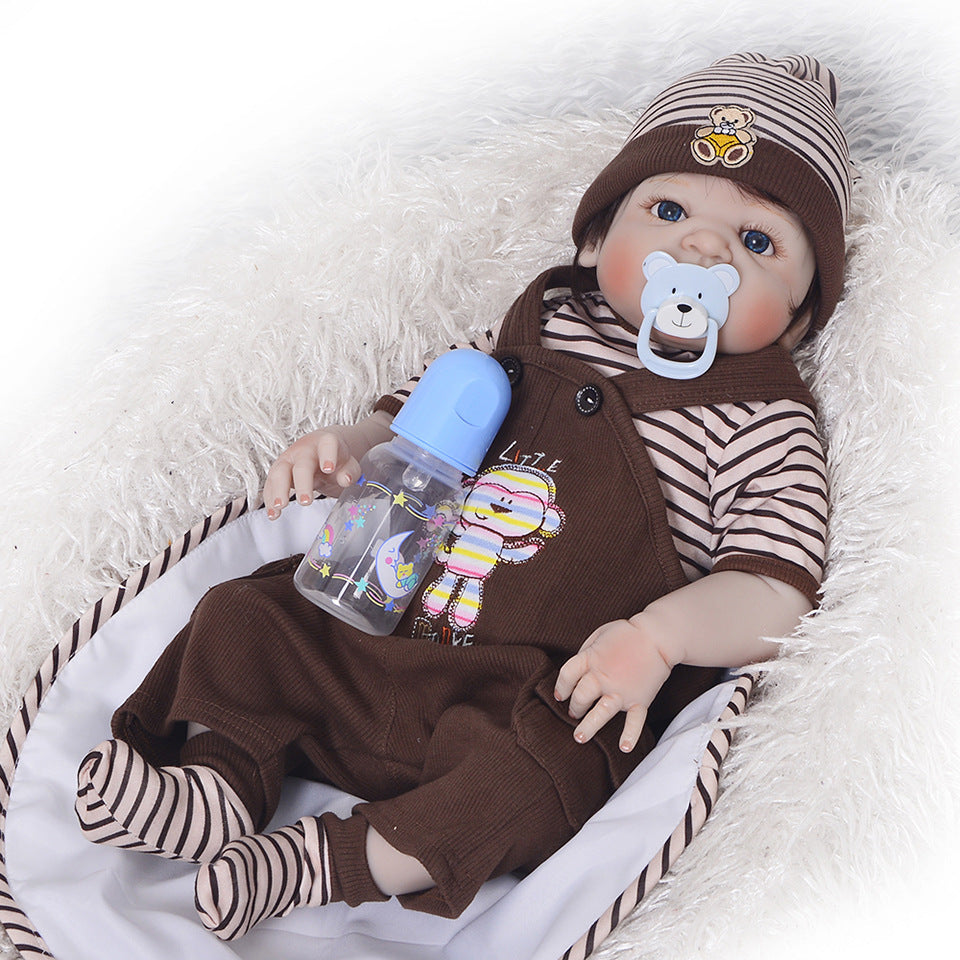 Full Silicone Rebirth Doll Simulation Baby 55cm Boy Can Enter The Water
