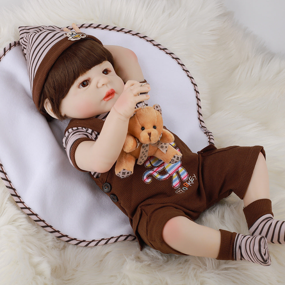 Full Silicone Rebirth Doll Simulation Baby 55cm Boy Can Enter The Water