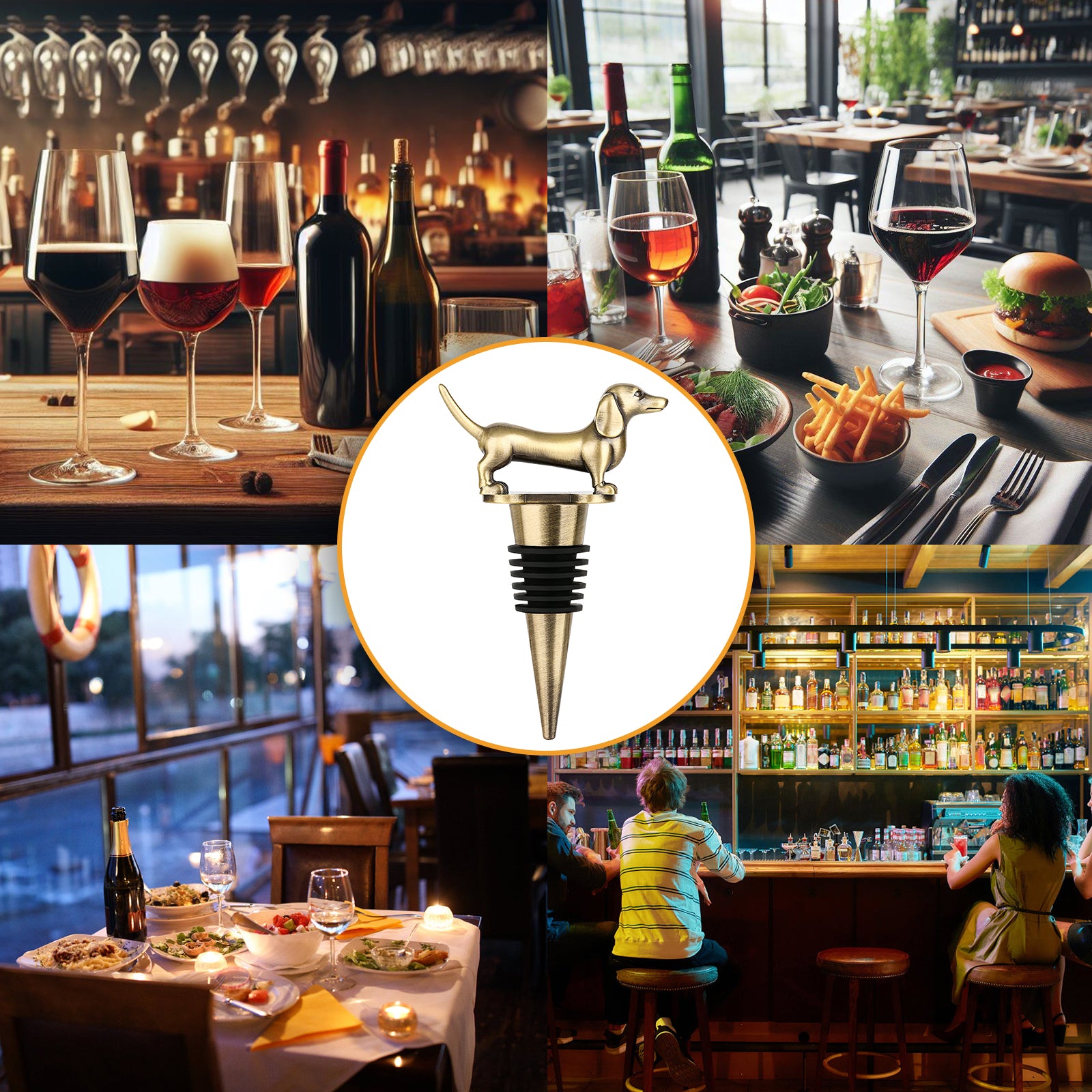 A Dachshund-shaped Red Wine Stopper, A Household Wine Champagne Stopper, An Interesting Dachshund Dog Wine Stopper, Suitable For Men And Women's Birthday Gifts, Halloween, Christmas, Father's Day, Mot