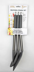 3-Piece Silicone Kitchen Tool Set (Grey, s.s Handle)