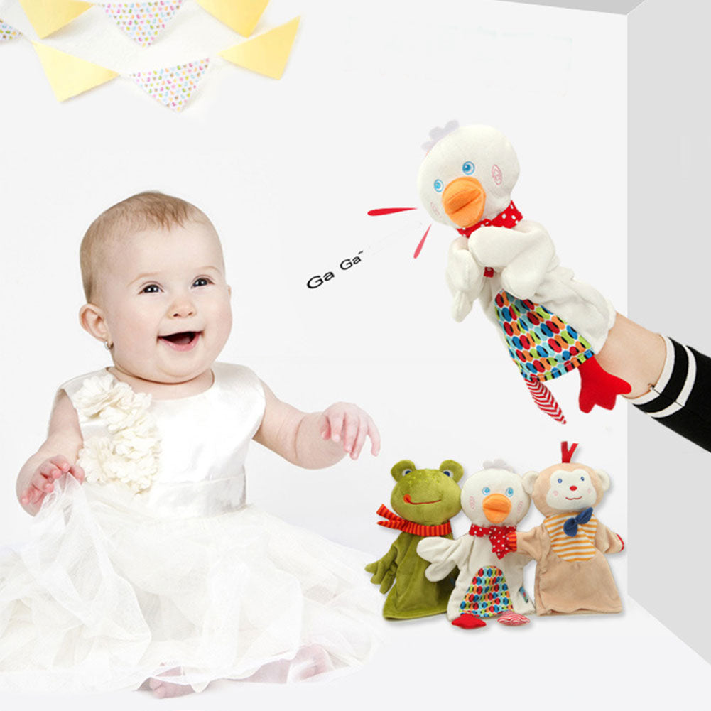 Cute cartoon animal hand puppet Monkey frog duck Plush toy doll baby Comforting towel