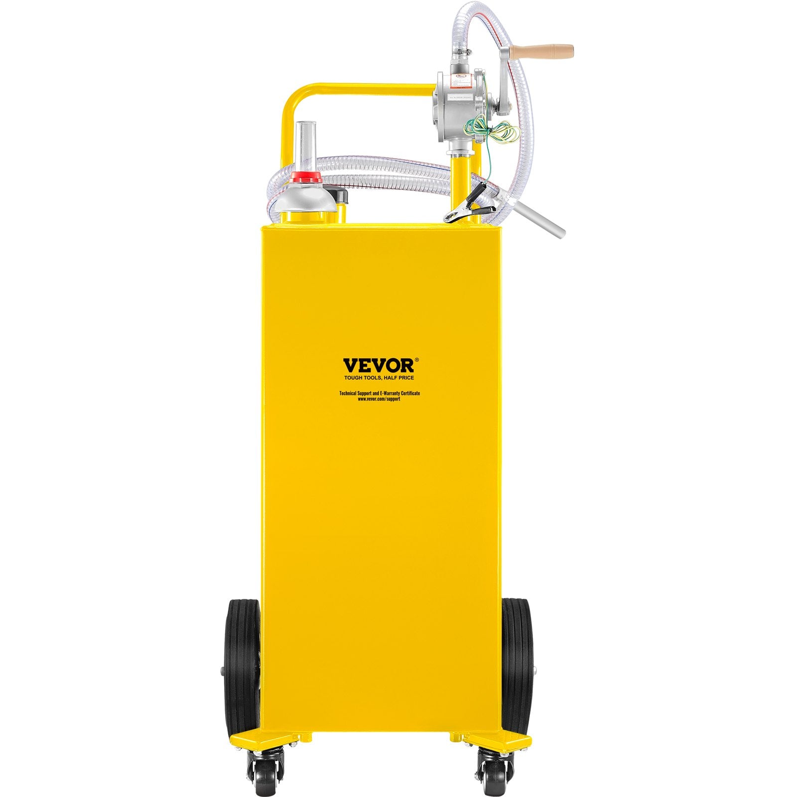 VEVOR 30 Gallon Fuel Caddy, Gas Storage Tank  4 Wheels, With Manuel TransferPump, Gasoline DieselFuel Container For Cars, Lawn Mowers, ATVs, Boats, More, Yellow