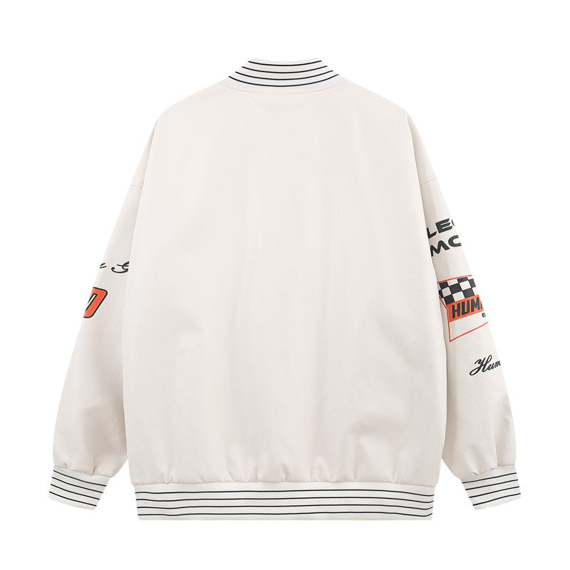 Men's Pu Leather Stitching Breasted Rider Jacket