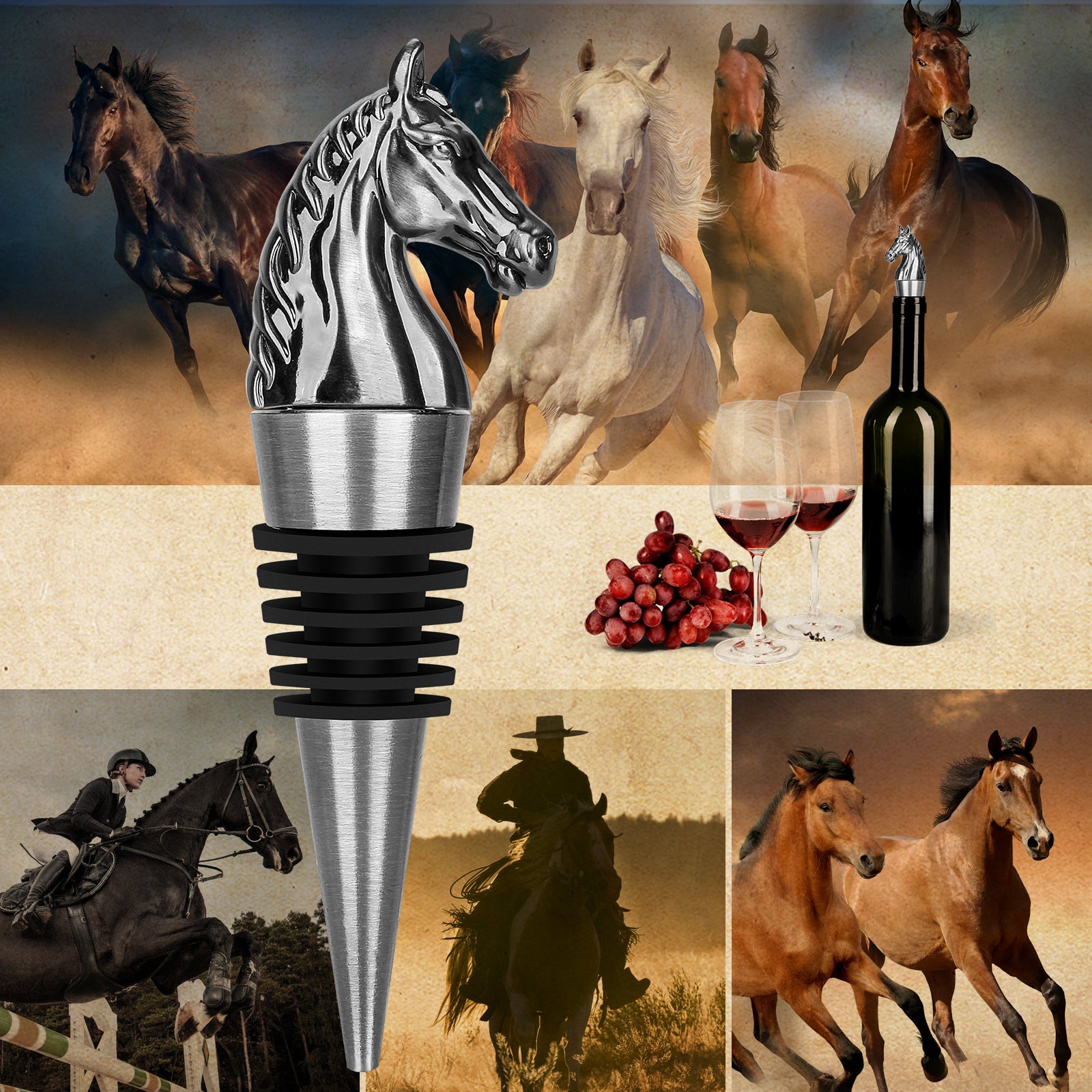 Luxury Horse Head Wine Bottle Stopper Animal-shaped Wine Stopper For Preserving Red Wine, A Kitchen Storage Gift, A Birthday Gift For Universal Wine Preservation Supplies.