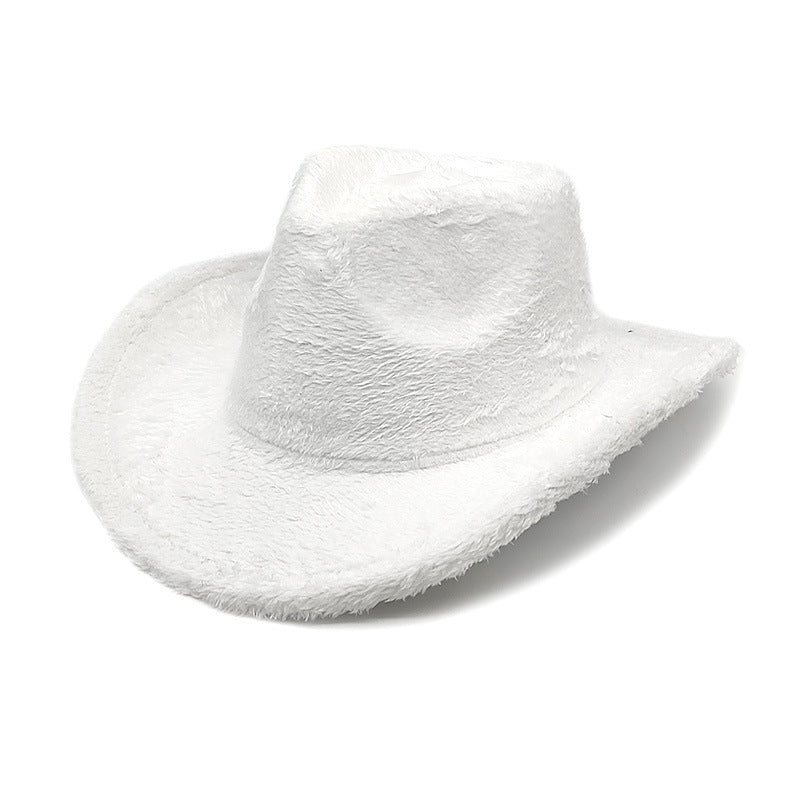 Faux Rabbit Fur Western Cowboy Hat Female Woolen Hat