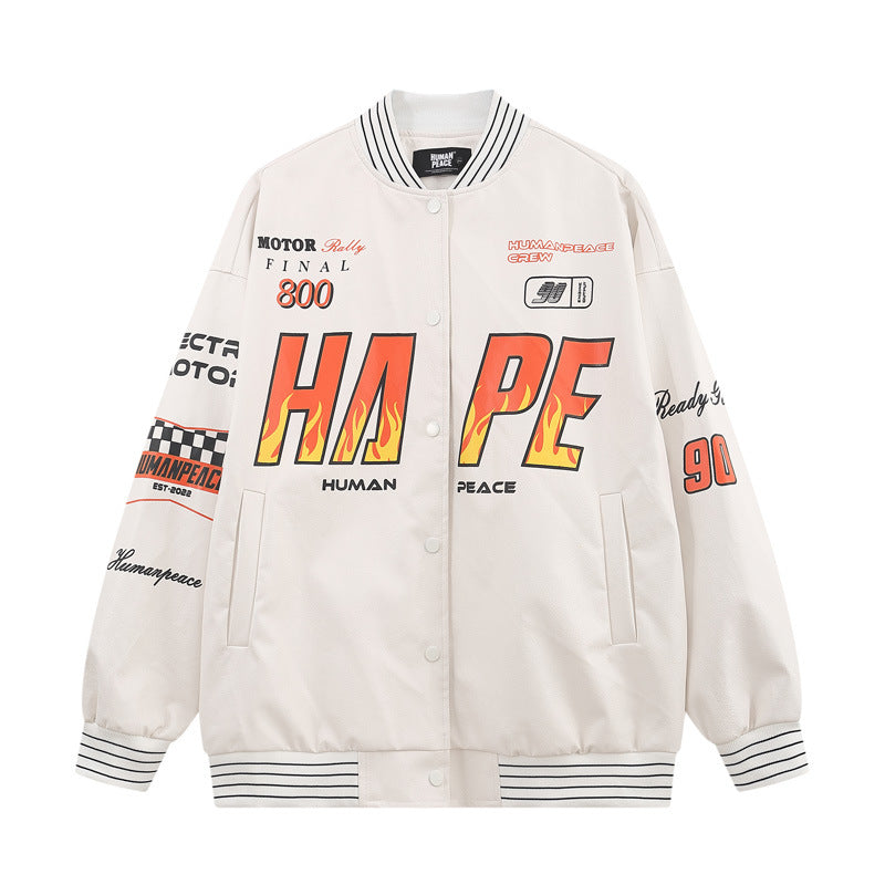 Men's Pu Leather Stitching Breasted Rider Jacket