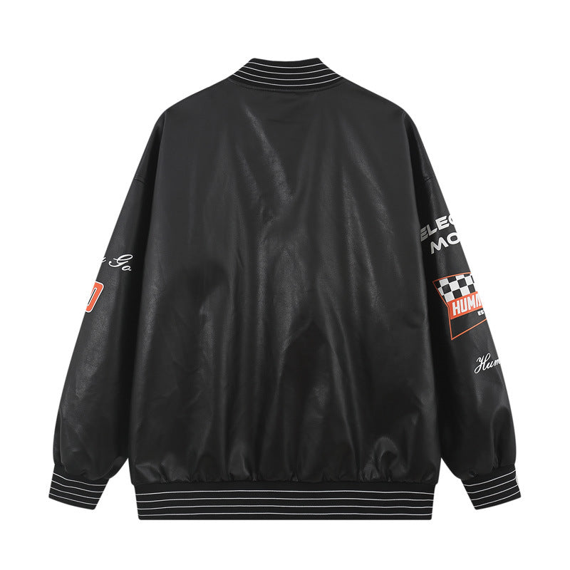 Men's Pu Leather Stitching Breasted Rider Jacket