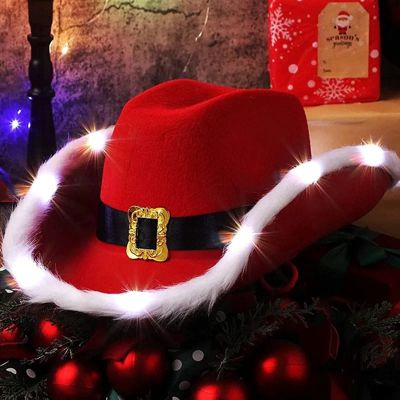 Christmas Led Colored Lamp Santa Cowboy Hat