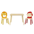 Kids Table And 2 Chairs Set, 3 Pieces Toddler Table And Chair Set, Wooden Activity Play Table Set -Lion&Monkey