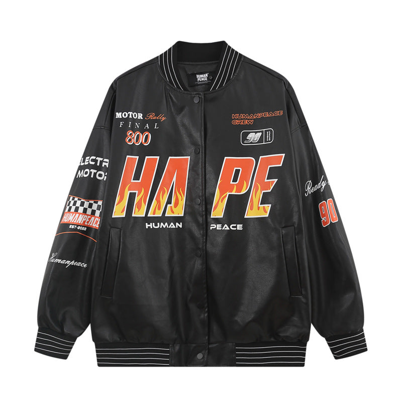 Men's Pu Leather Stitching Breasted Rider Jacket