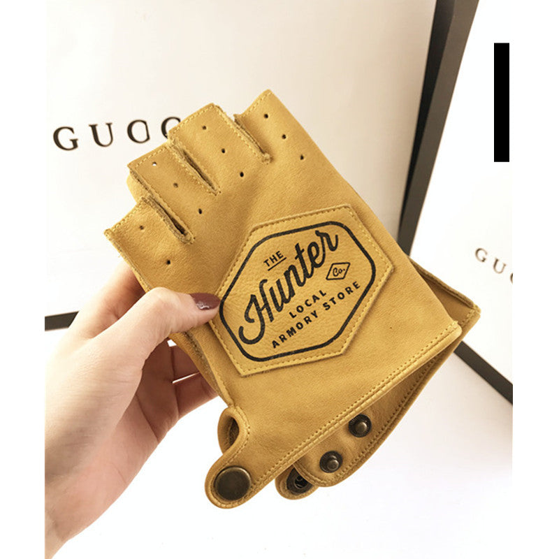 Real Cowhide Wear-resistant Cycling Fitness Breathable Gloves