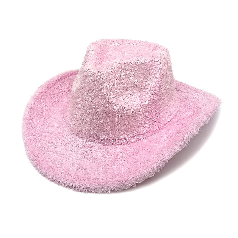 Faux Rabbit Fur Western Cowboy Hat Female Woolen Hat