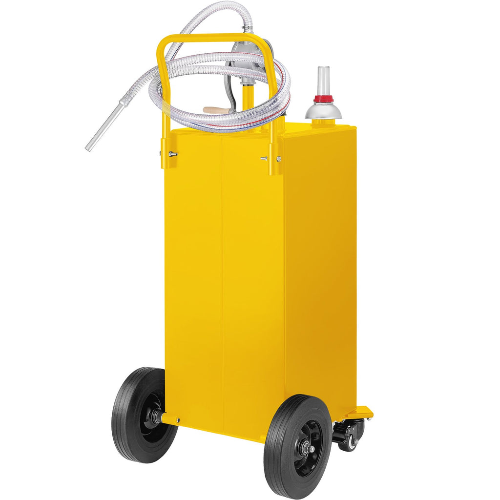 VEVOR 30 Gallon Fuel Caddy, Gas Storage Tank  4 Wheels, With Manuel TransferPump, Gasoline DieselFuel Container For Cars, Lawn Mowers, ATVs, Boats, More, Yellow
