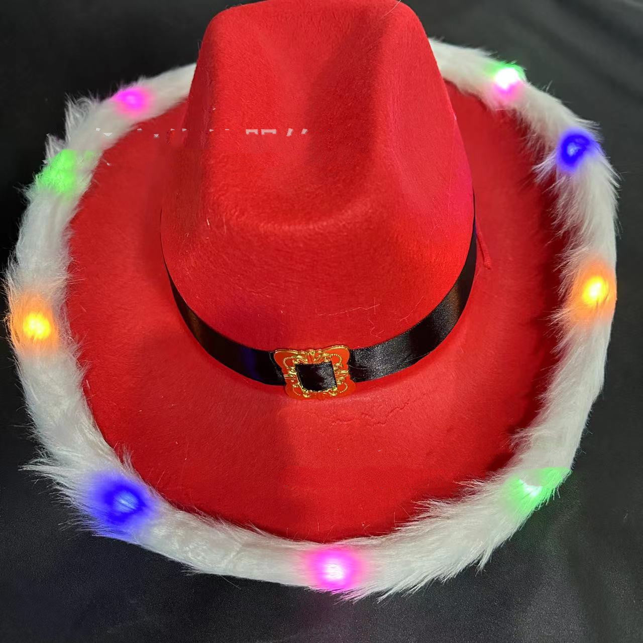 Christmas Led Colored Lamp Santa Cowboy Hat